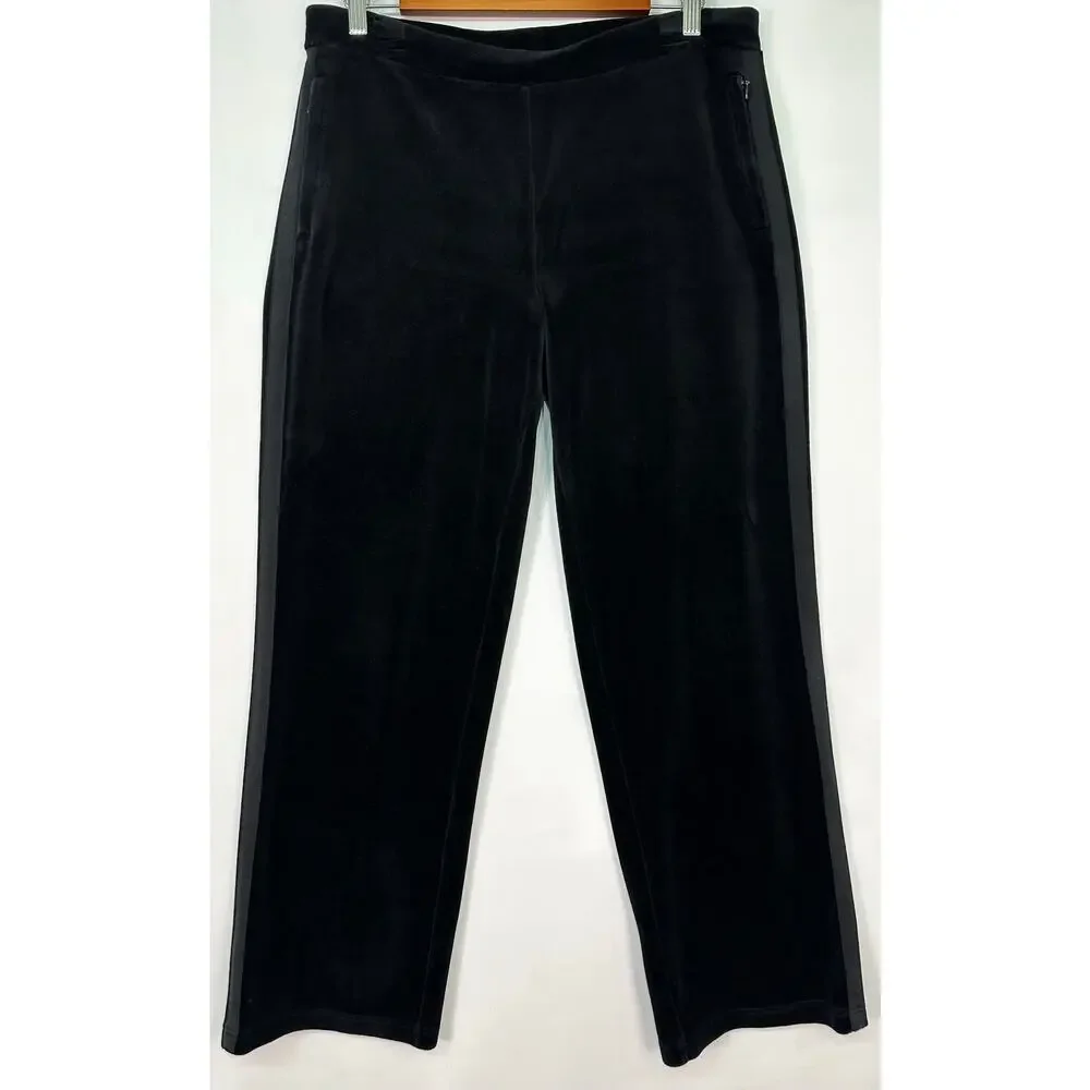 Lauren Active Ralph Lauren Black Velvet Active Track Pants Size Medium
